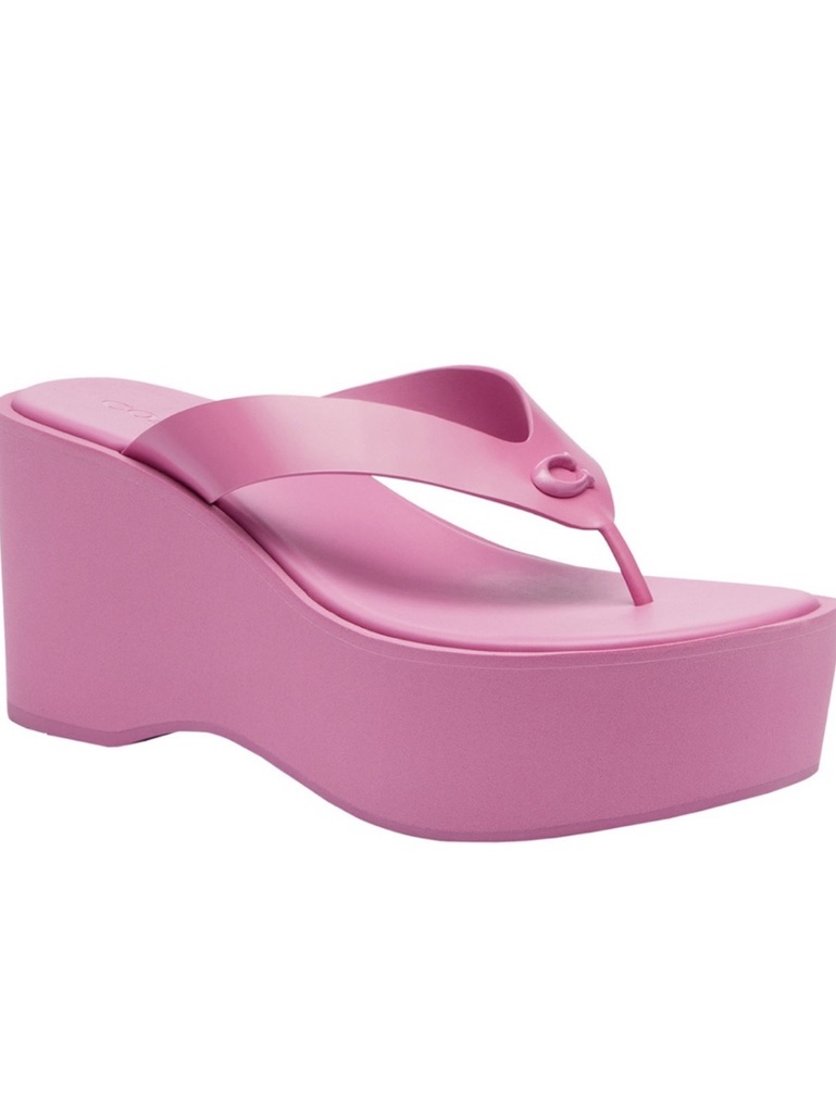 Coach Women's Sculpted Platform "C" Logo Leather Flip Flop